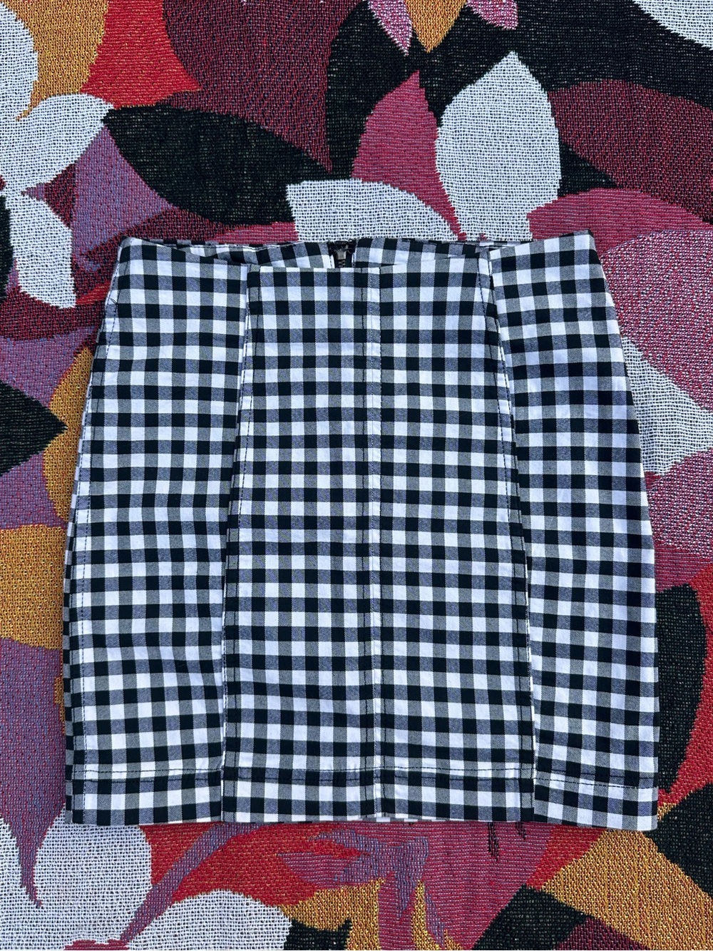 Free People Black & White Gingham High Rise Mini Skirt